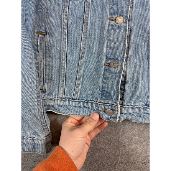 Y2K Levis Jean Jacket Women Large Blue Denim Button Up Trucker Grunge Streetwear - Picture 7 of 10
